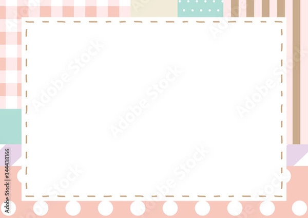 Fototapeta ステッチフレーム　パッチワーク背景