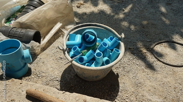 Fototapeta Scrap materials in the construction site