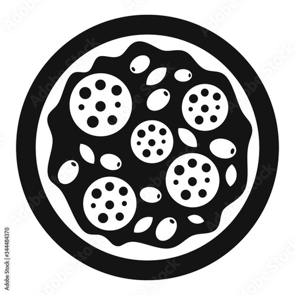 Fototapeta Olive italian pizza icon. Simple illustration of olive italian pizza vector icon for web design isolated on white background