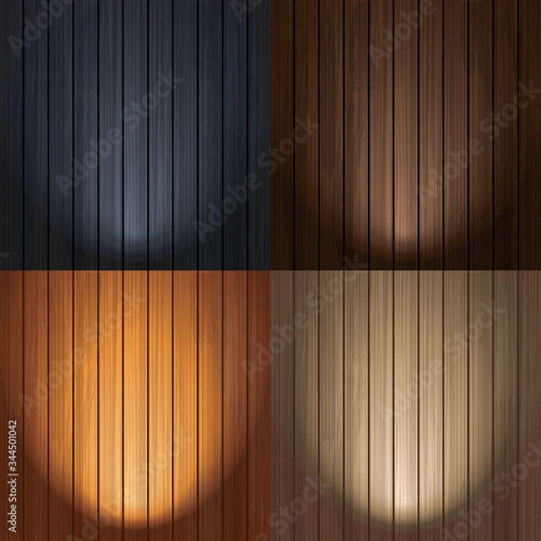 Fototapeta Set of spotlight wood texture backgrounds
