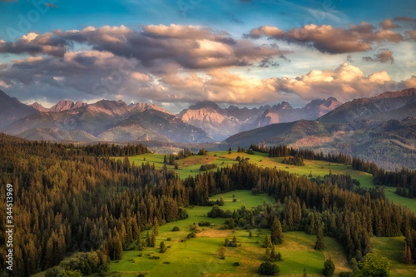 Fototapeta Tatry Wysokie o zachodzie słońca