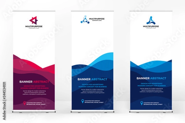 Fototapeta Roll-up design set, creative banner abstract background, banner for presentations, advertising of products and events, background for a brochure or booklet, advertising background