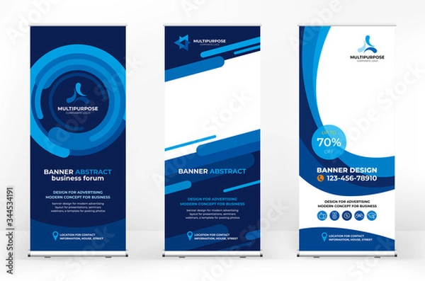 Fototapeta Roll-up design set, creative banner abstract background, banner for presentations, advertising of products and events, background for a brochure or booklet, advertising background