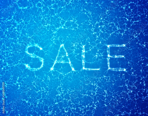 Obraz Water caustic background with a text. Abstract background. 3D illustration. 