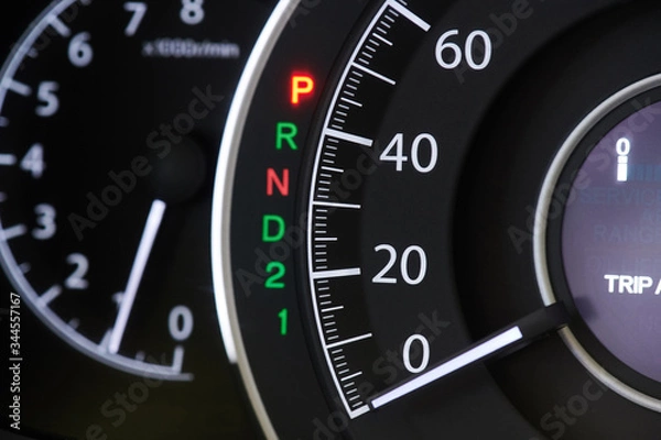 Fototapeta Macro of car dashboard