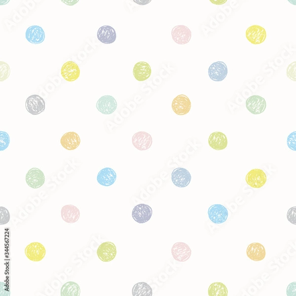 Obraz Vector geometric textured irregular pastel dot pattern with sketchy dot on white background. Simple doodle background. Surface pattern design.