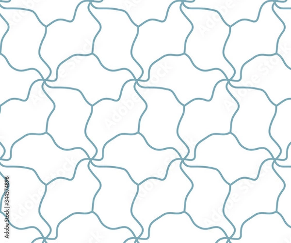 Fototapeta Repeating wavy line vector pattern, blue line