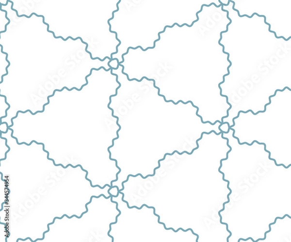 Fototapeta Repeating wavy line vector pattern, blue line
