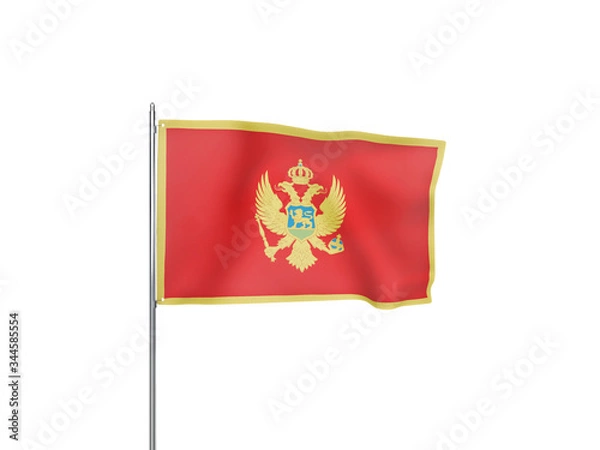 Obraz Montenegro flag waving white background 3D illustration