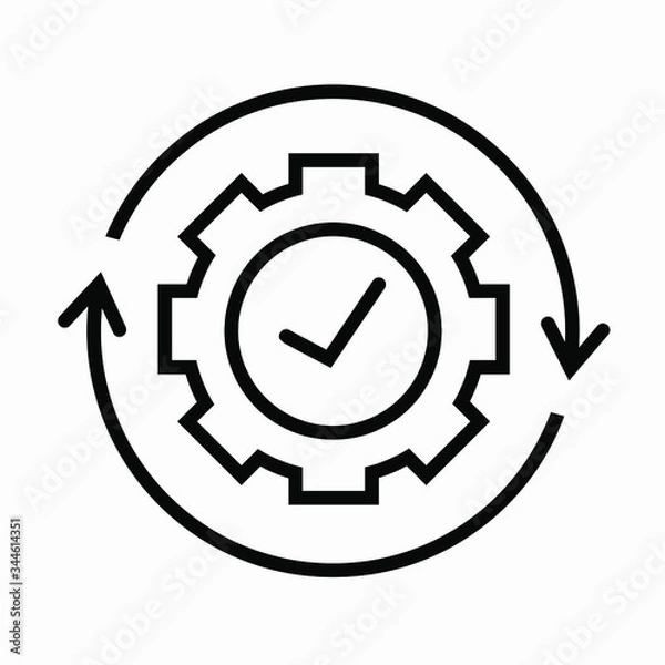 Obraz Check mark in gear. Commercial line vector icon for websites and mobile minimalistic flat design.