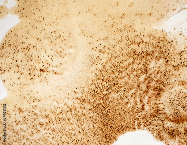 Fototapeta Liquid coffee background with coffee stains and rough edges. Abstract textured surface with drops. 