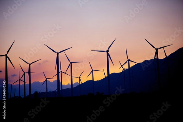 Obraz Wind Turbines at Sunset