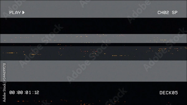 Fototapeta Vintage VHS glitch defects noise and artifacts effect.