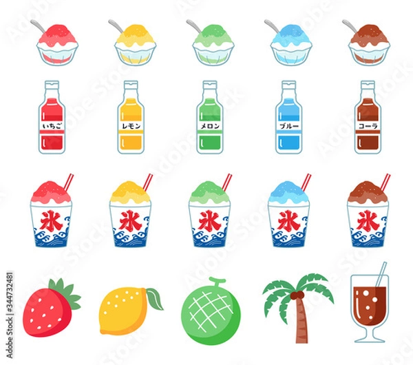 Obraz かき氷の味の種類別のセット