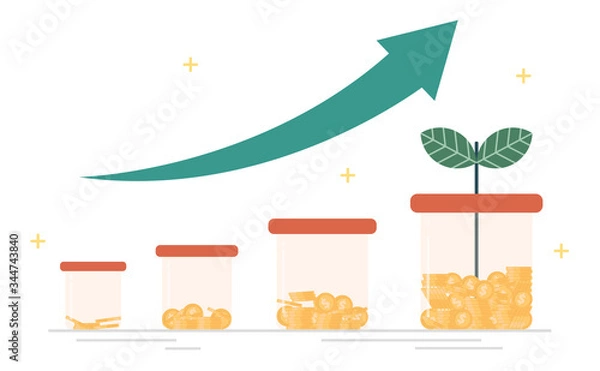 Fototapeta Financial investment concept,Saving money,Finance growth,Profit generation,money,Banner background landing page website
