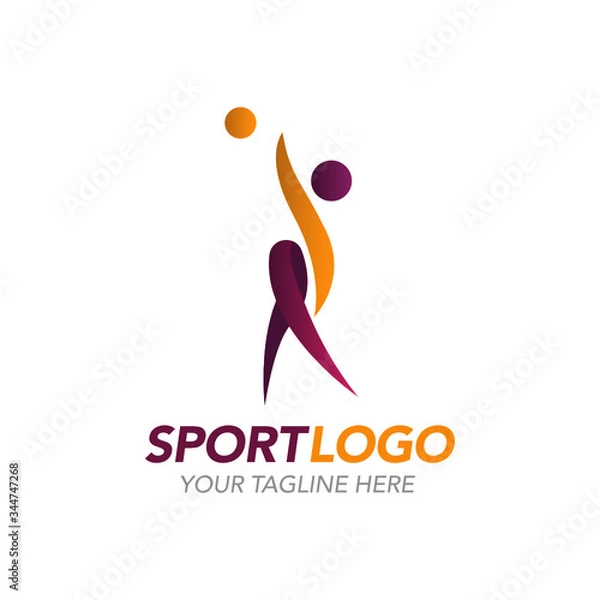 Fototapeta Sport logo design template with abstract shapes vector
