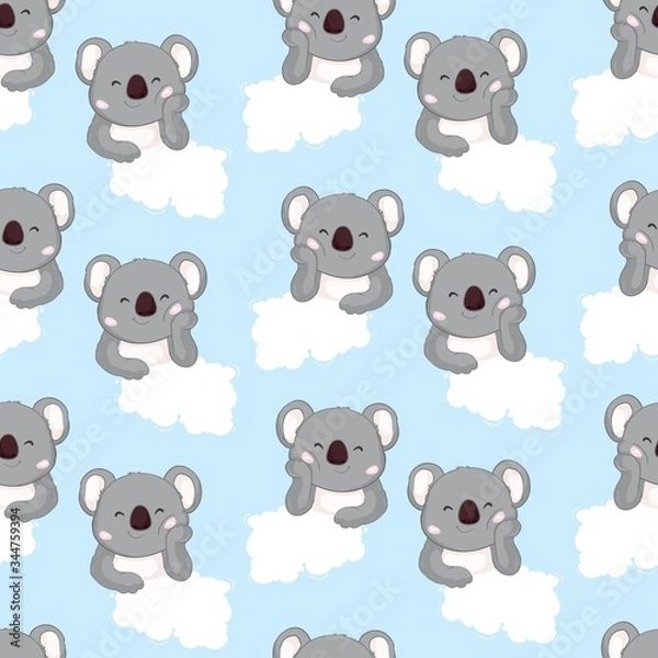 Fototapeta Koala bear pattern. Seamless pattern pink background.