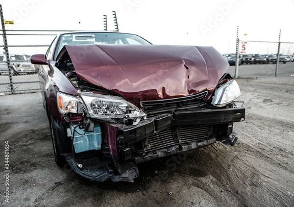 Obraz car wreck at a junk yard