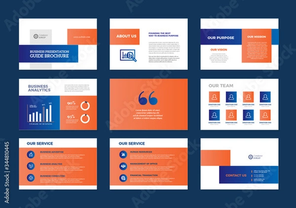 Fototapeta Business Presentation Brochure Guide Design | Powerpoint  Slide Template | Sales Guide Slider