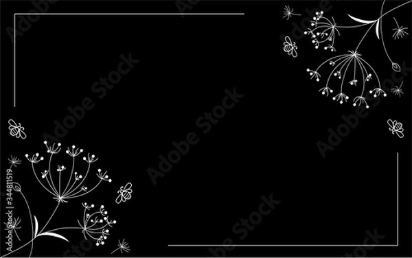Obraz postcard background plants umbrellas black and white vector