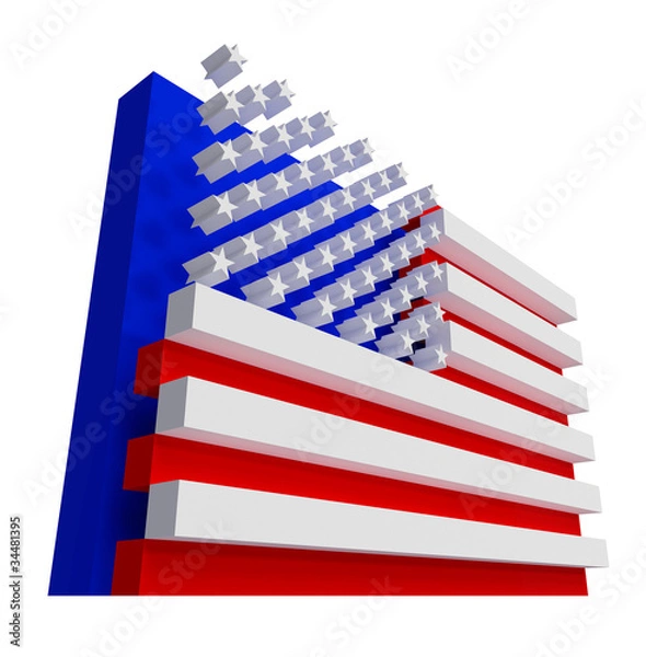 Obraz USA Flag 3d Style Right Bottom Vew. Include clipping path