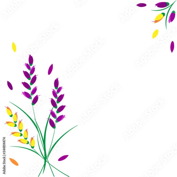Obraz postcard background with yellow and purple flowers