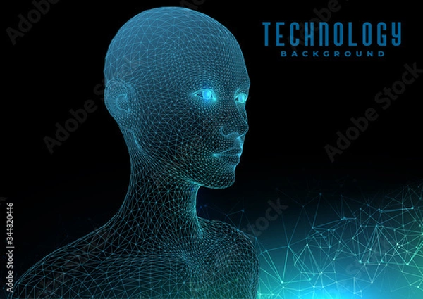 Obraz human head with binary code