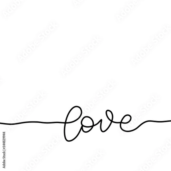 Fototapeta Love in continuous drawing line. Incessant black line. Symbol of love. Romantic card, valentine invitation, decoration. Mono line design. Vector illustration.