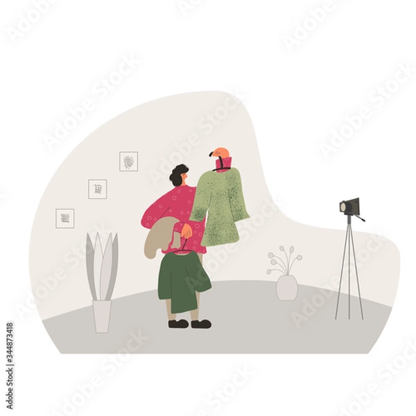 Fototapeta Flea market. Local sale. Vector color illustration