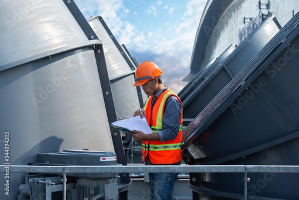 Fototapeta worker in plant of  industry