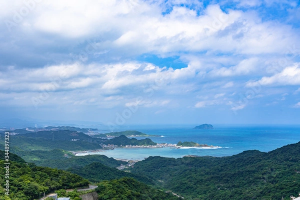 Fototapeta Natural landscape of Jiufen at the view point area of old street.