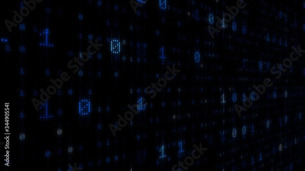 Fototapeta Digital World Data Space number digits text 3D illustration background.