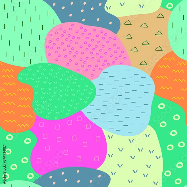Obraz Cute pastel green pink topographic map terrain pattern 