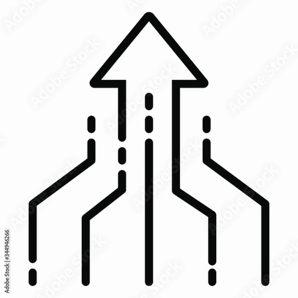 Fototapeta Icon for solving a problem. Illustration of simplicity. Brainstorm. Business concept. Merging directions. Traffic. Traffic flows. Connection of traffic, directions. Vector icon.