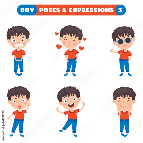Fototapeta Poses And Expressions Of A Funny Boy