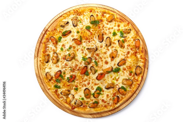 Fototapeta Pizza isolated on a white background. Top view