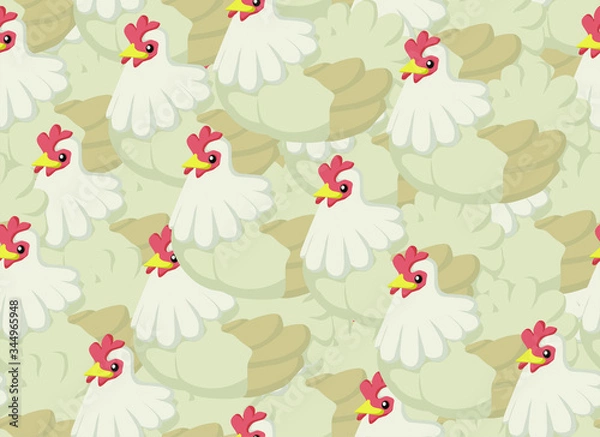 Fototapeta Chickens Cartoon Texture Pattern

