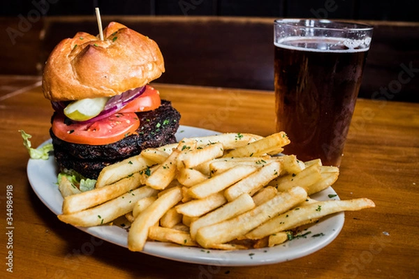 Obraz hamburger and fries