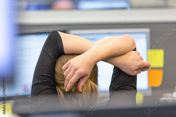 Fototapeta Close up of hands of conversation participant listening and waiting.