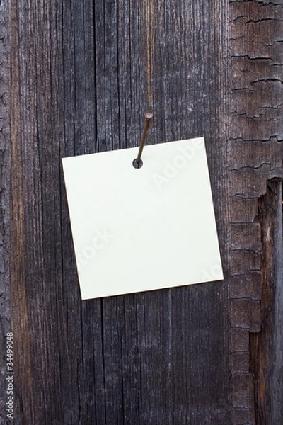 Obraz White sticker on a wooden background