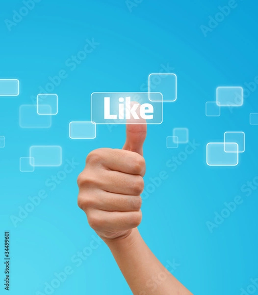 Fototapeta Hand pressing Like button