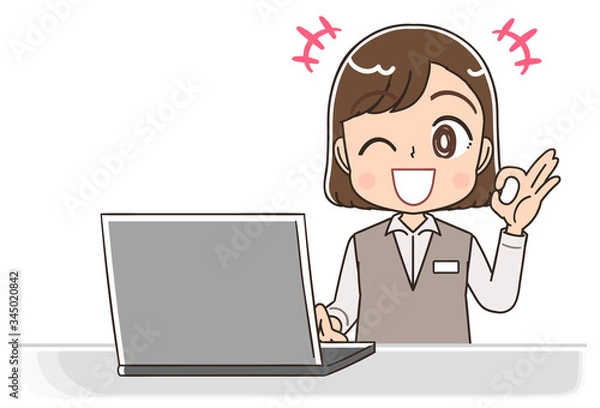 Fototapeta 制服 スタッフ 受付 医療事務 店員 イラスト