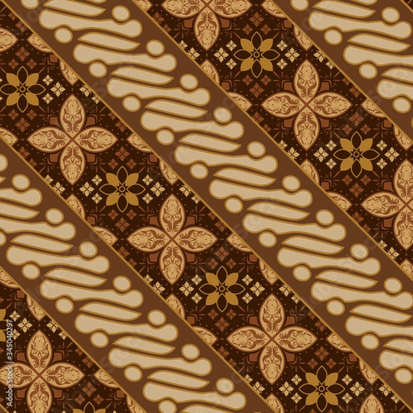 Obraz Beautiful traditional batik pattern with brown color seamless design