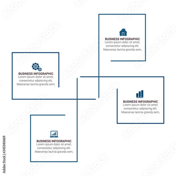 Obraz Modern Infographic Options Banner with 4 options. Vector infographic element. - Vector
