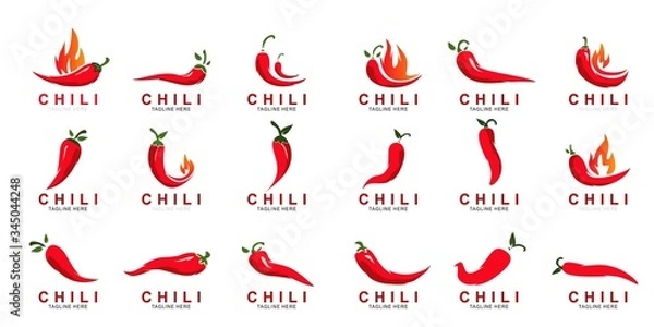 Obraz Set Chili logo design