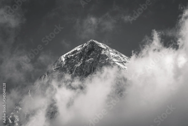 Fototapeta Black and White photos of the spectacular Eiger North Face mountain peak, world famous for rock climbing in the alpine region of Kleine Scheidegg in Grindelwald, Switzerland.