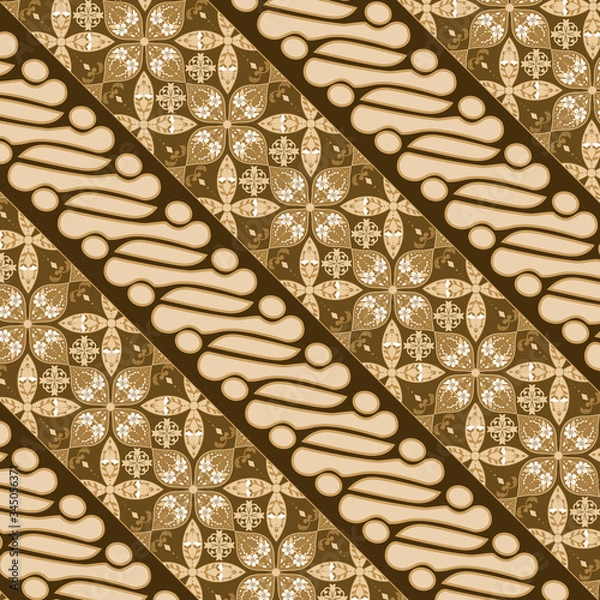 Obraz Elegance flower motifs on Parang batik design with golden color design