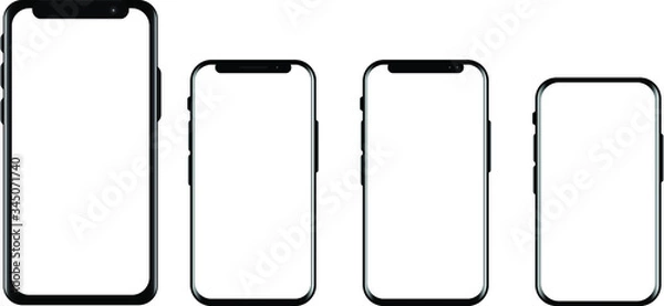 Fototapeta Pakiet inteligentny telefon komórkowy na białym tle