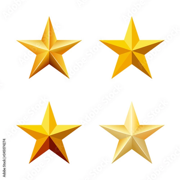 Fototapeta Set of gold stars made in different styles and colors.