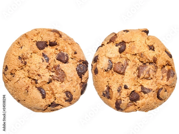 Fototapeta chocolate cookies isolated on white background